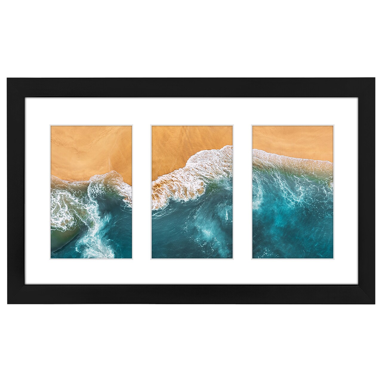 Americanflat 8x14 Collage Picture Frame - Displays Three Photos at Once - Family Photo Collage Frame Set - Shatter Resistant Glass - Adjustable Hanging Hardware - Easel for Tabletop Display - Black